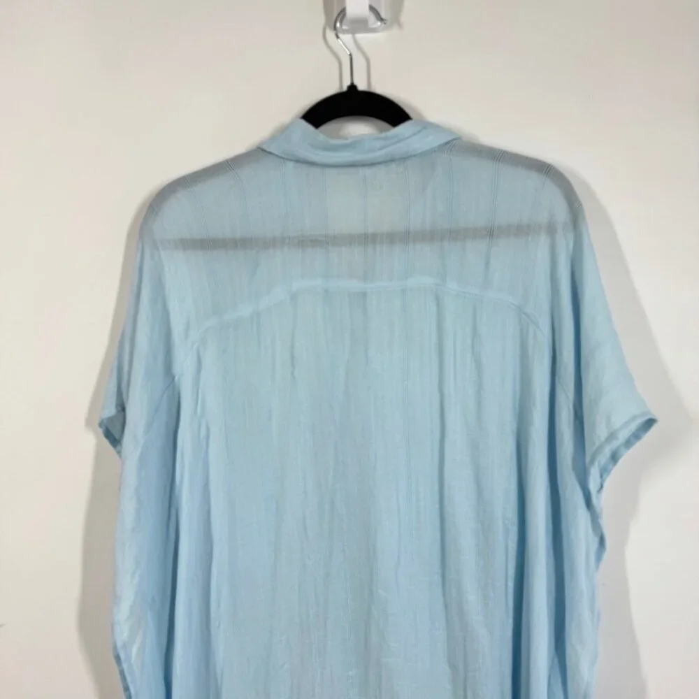 L*Space Light Blue Oversized Beach Cover Up Viscose Button Down Shirt Dress XS/S